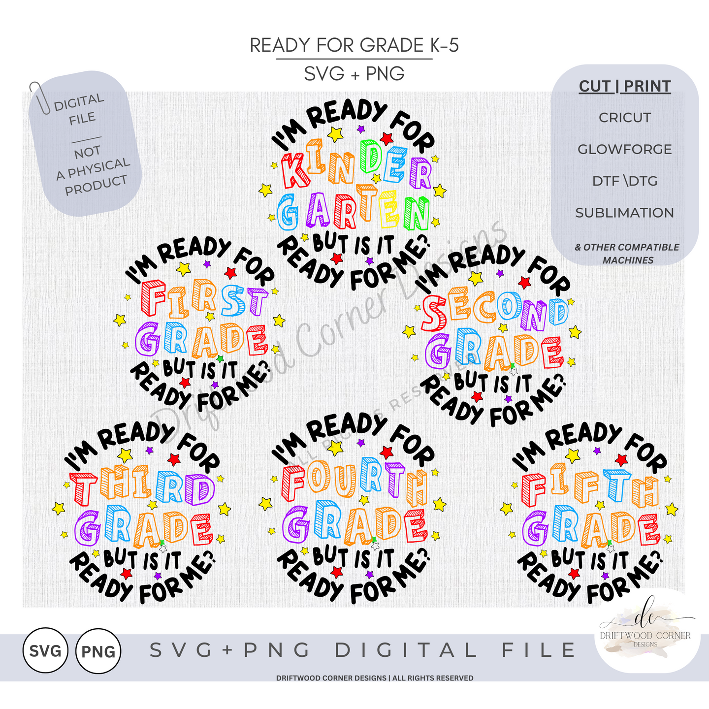 Is Grade K-5 Ready For Me SVG + PNG Graphic Bundle
